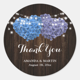 Pegatina Redonda Purple and Blue Floral Wedding Thank You