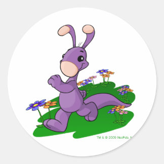 Pegatina Redonda Purple Blumaroo marchando a través de la isla Roo