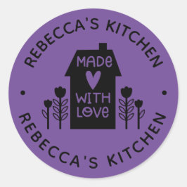 Pegatina Redonda Purple Casero Personalizado Con Amor
