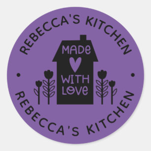 Pegatina Redonda Purple Casero Personalizado Con Amor