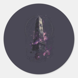 Pegatina Redonda Purple Cosmic Obelisk Occult Dark Art