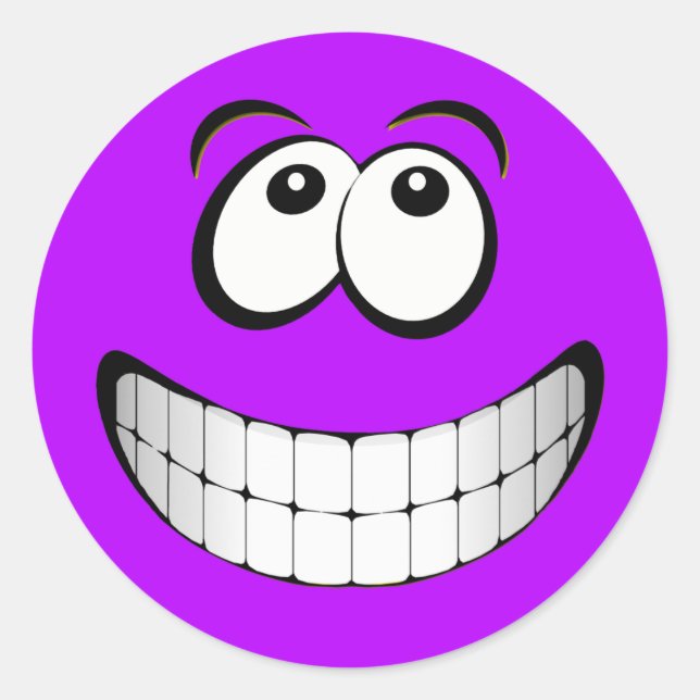 Pegatina Redonda Purple Crazy Eyes Face (Anverso)