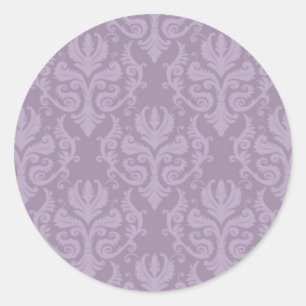 Pegatina Redonda Purple Damask Wedding Stickers