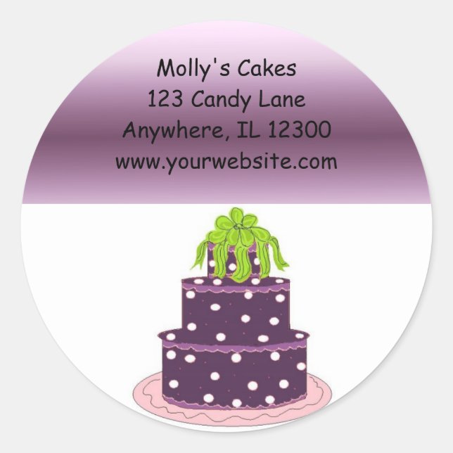 Pegatina Redonda Purple Designer Cake Business (Anverso)