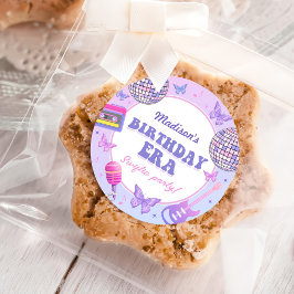 Pegatina Redonda Purple Disco En Mi Cumpleaños Era