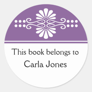Pegatina Redonda Purple Este Libro Pertenece A Etiquetas