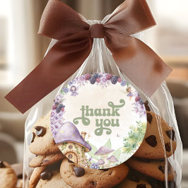 Pegatina Redonda Purple Fairy First Berry First Birday Gracias