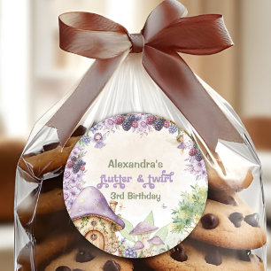 Pegatina Redonda Purple Fairy Third Berry, tercer cumpleaños