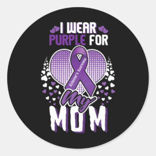 Pegatina Redonda Purple For Mom Alzheimerheimer Sensibiliza