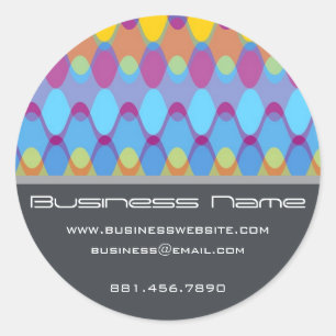 Pegatina Redonda Purple Funky Groovy Zig Zag Waves Patrón Chevron