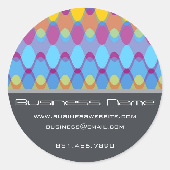 Pegatina Redonda Purple Funky Groovy Zig Zag Waves Patrón Chevron (Anverso)