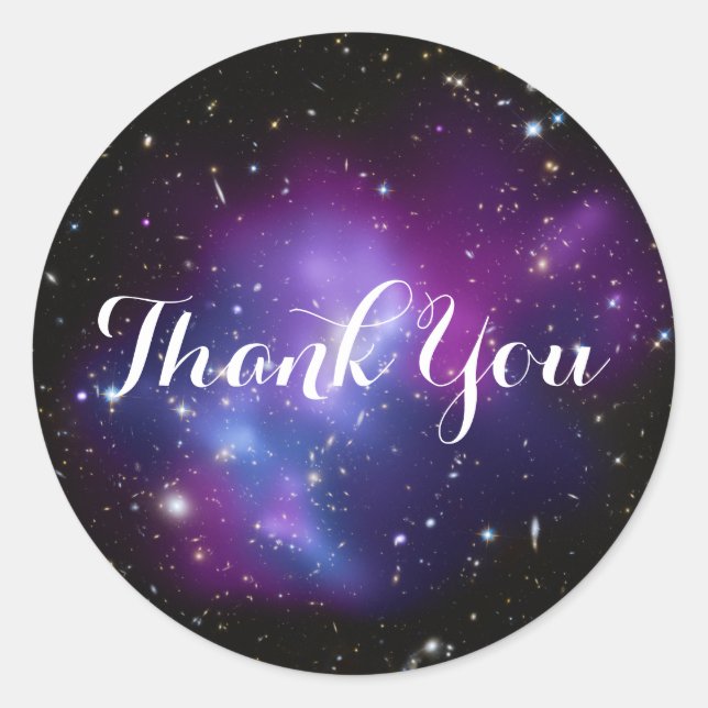 Pegatina Redonda Purple Galaxy Cluster Gracias (Anverso)