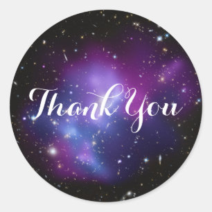 Pegatina Redonda Purple Galaxy Cluster Gracias