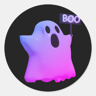 Pegatina Redonda Purple ghost 3d