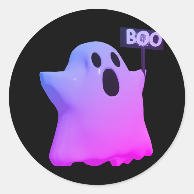 Pegatina Redonda Purple ghost 3d (Anverso)