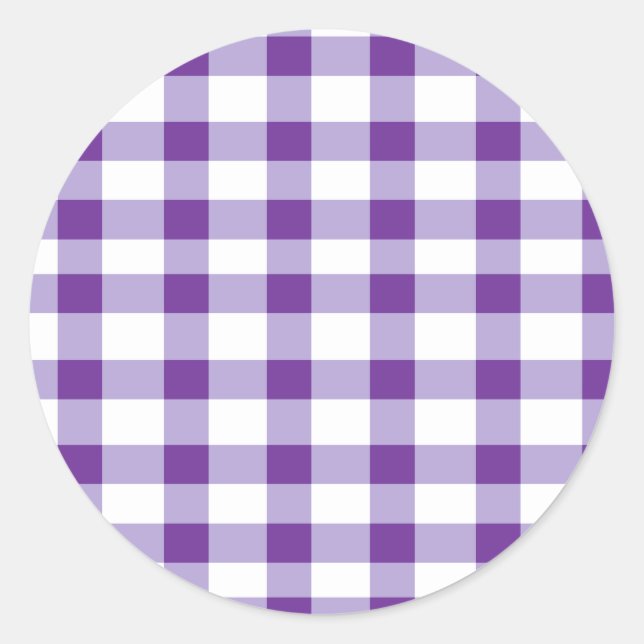Pegatina Redonda Purple Gingham (Anverso)