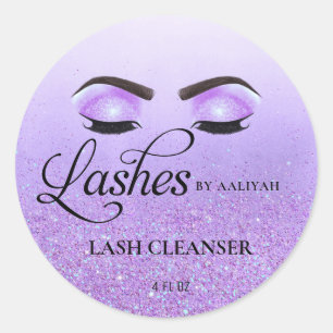 Pegatina Redonda Purple Glam Purpurina Eyelashes Lash Bath Cleaner
