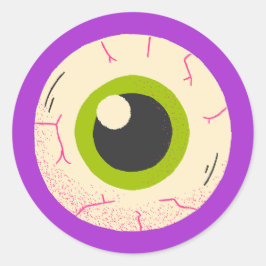 Pegatina Redonda Purple Halloween Quirky Cute Spooky Eyeball