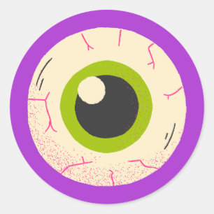 Pegatina Redonda Purple Halloween Quirky Cute Spooky Eyeball
