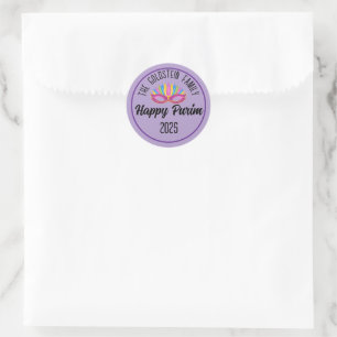Pegatina Redonda Purple Happy Purim