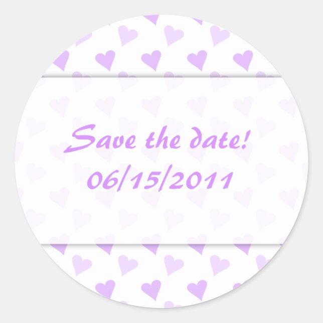 Pegatina Redonda Purple Heart Save The Date Pegatinas (Anverso)