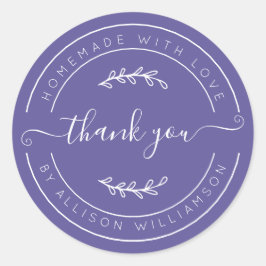 Pegatina Redonda Purple Homemade Thank You Label
