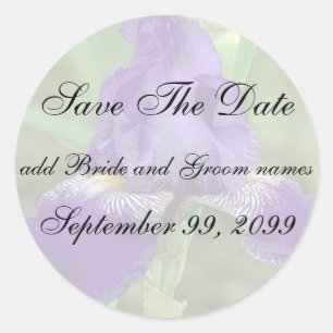 Pegatina Redonda Purple Iris Save The Date Reminder Pegatinas