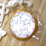 Pegatina Redonda Purple & Light Blue Floral Wreath Wedding Monogram<br><div class="desc">Wedding monogram sticker with purple & light blue rose wreath is versatile for lavender,  lilac,  & light blue wedding colors. Displays beautifully on flat macaroons,  cookies,  & cereal rice treats. Couple's monogram is easy to modify. Personalized favor topper is a great option for receptions,  bridal showers,  and elopement celebrations.</div>