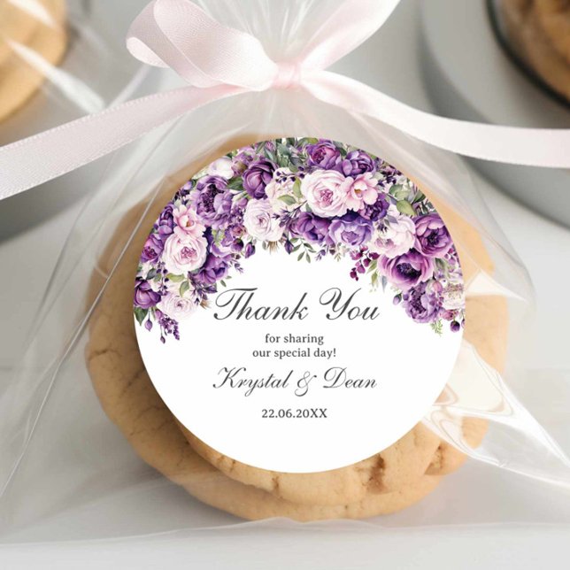 Pegatina Redonda Purple Lilac Blush Floral Wedding Round Sticker (Subido por el creador)