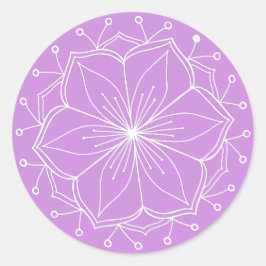 Pegatina Redonda Purple Lotus Flower Mandala