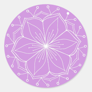 Pegatina Redonda Purple Lotus Flower Mandala