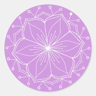 Pegatina Redonda Purple Lotus Flower Mandala