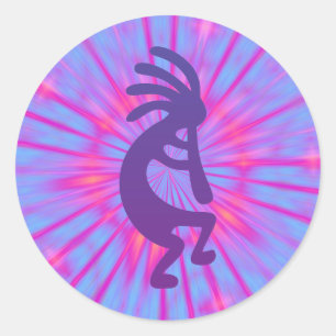 Pegatina Redonda Purple Magic Kokopelli