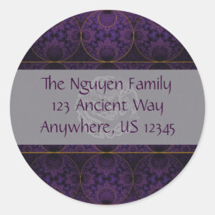 Pegatina Redonda Purple Mobius Dragon Fractal Art