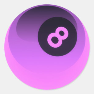 Pegatina Redonda Purple Neon 8 Ball
