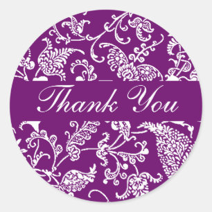 Pegatina Redonda Purple Paisley Gracias