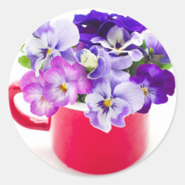 Pegatina Redonda purple pansy