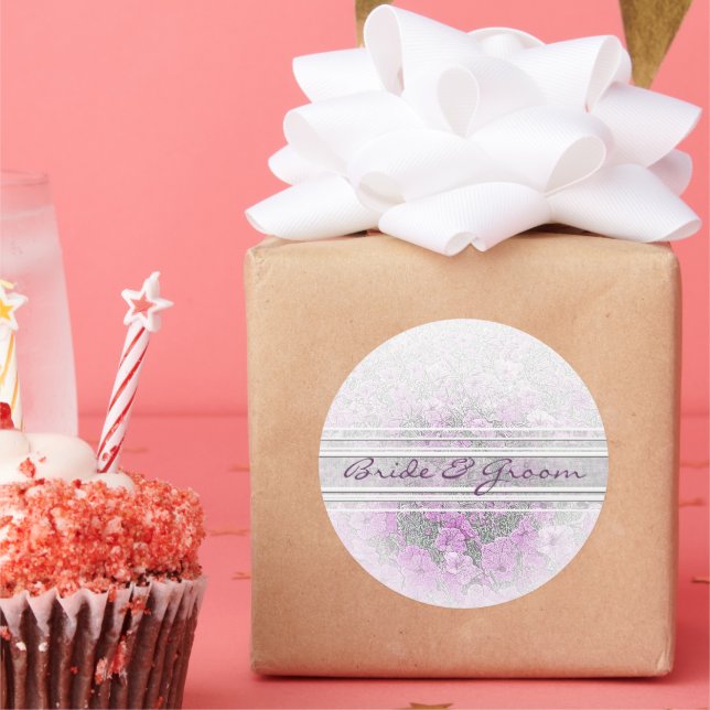 Pegatina Redonda Purple Petunia Pegatinas elegantes (Fiesta)