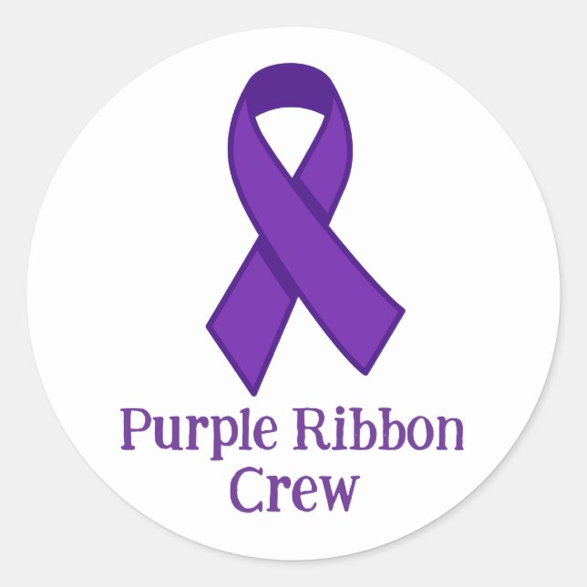 Pegatina Redonda Purple Ribbon Crew (Anverso)