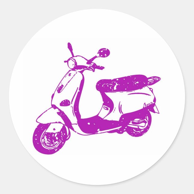 Pegatina Redonda Purple Scooter (Anverso)