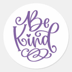 Pegatina Redonda Purple Script Be Kind