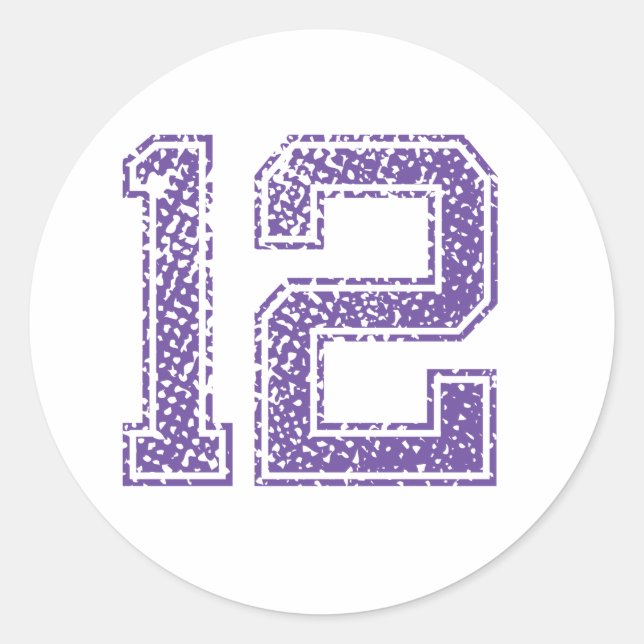Pegatina Redonda Purple Sports Jerzee Número 12.png (Anverso)