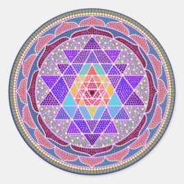 Pegatina Redonda Purple Sri Yantra
