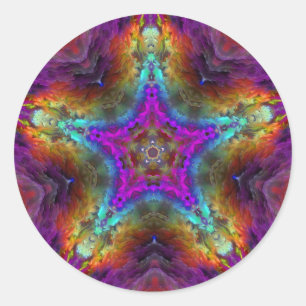 Pegatina Redonda Purple STAR Mandala