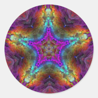 Pegatina Redonda Purple STAR Mandala
