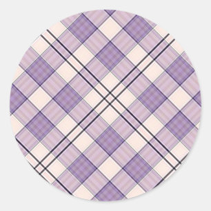 Pegatina Redonda Purple Tartan Plaid