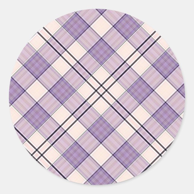 Pegatina Redonda Purple Tartan Plaid (Anverso)