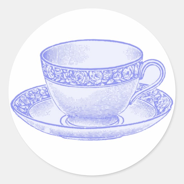 Pegatina Redonda Purple Teacup (Anverso)
