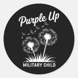 Pegatina Redonda Purple Up Para Niños Militares Dandelion Chi Milit