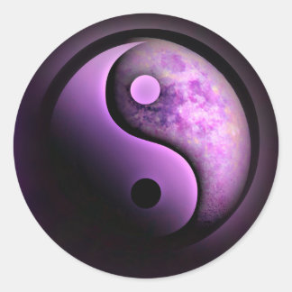 Pegatina Redonda Purple Yin Yang Moon